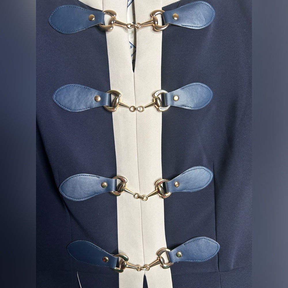 JessaKae Navy Blue Grace Sophisticated Equestrian Inspired Sheath Dress NEW XS - Picture 4 of 9